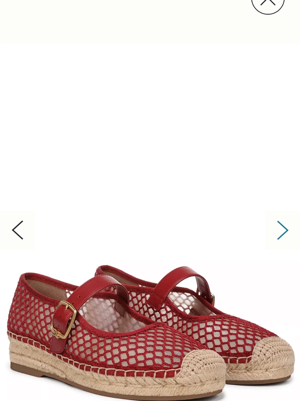 Sam Edelman Red Mesh Espadrille Flats with Gold Buckle